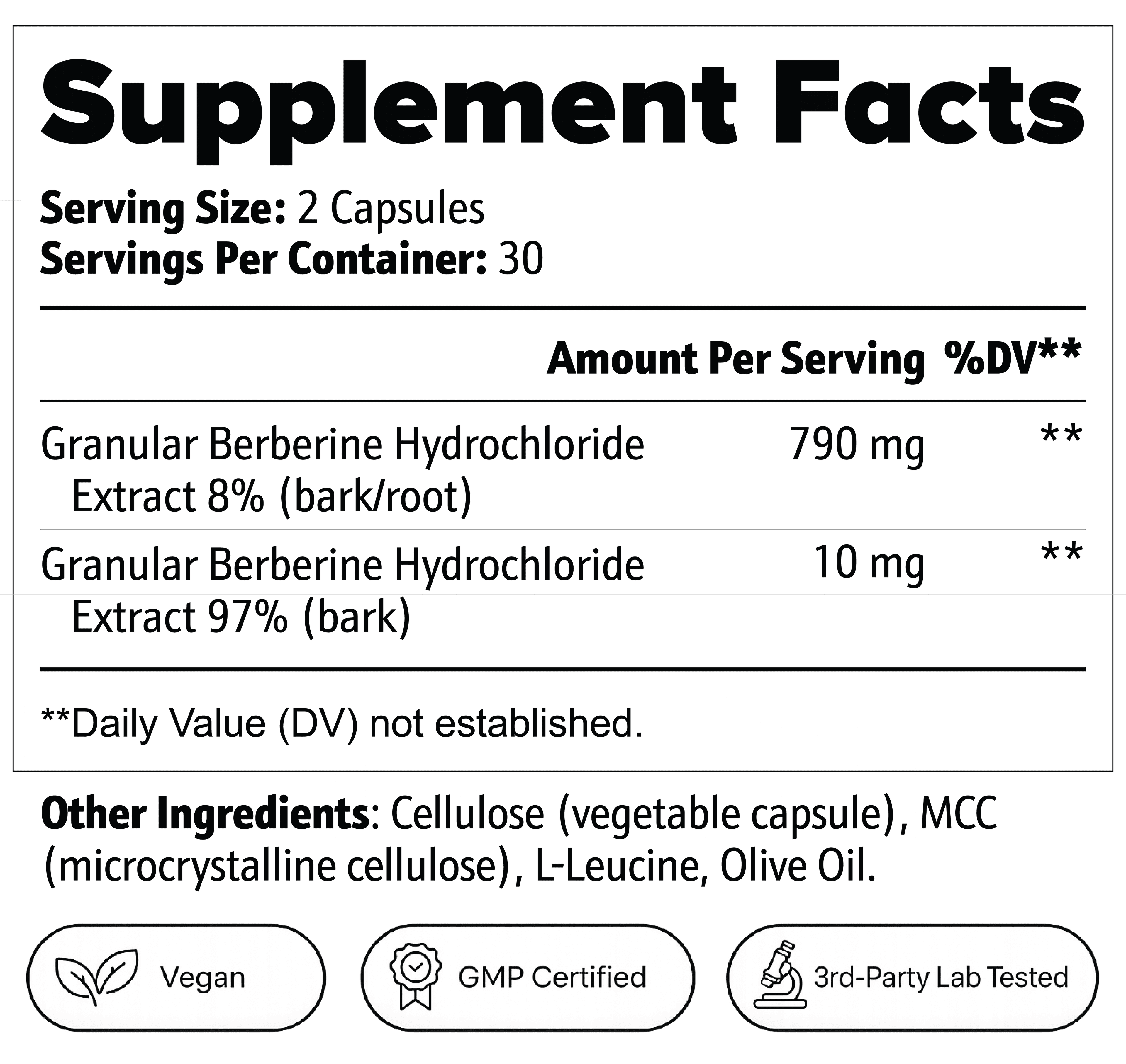 Berberine Supplement Facts