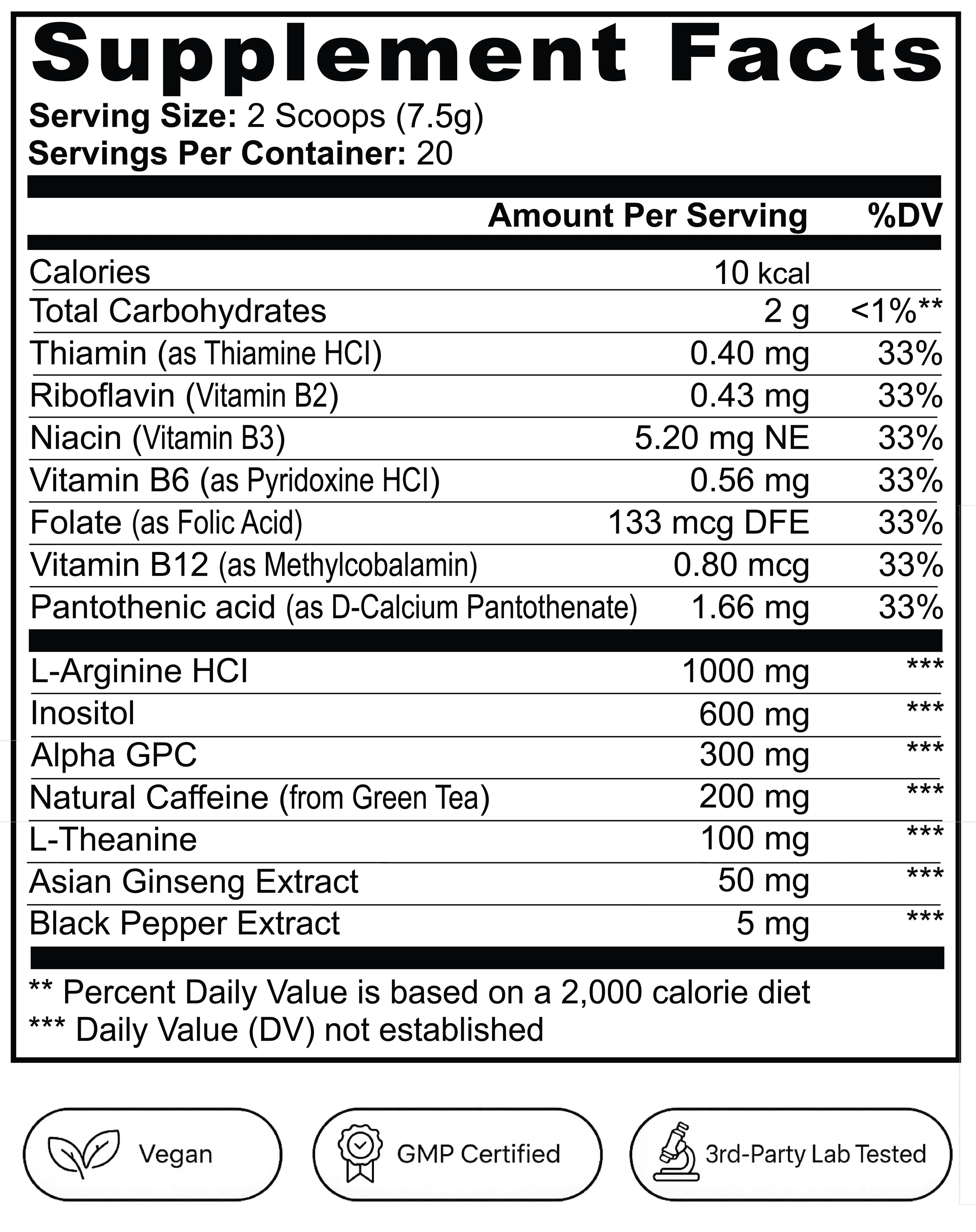 Focus Powder (Sour Grape) Supplement Facts